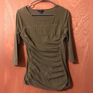 Women’s Banana Republic Olive Green 3/4 Sleeve Top Ruched Medium